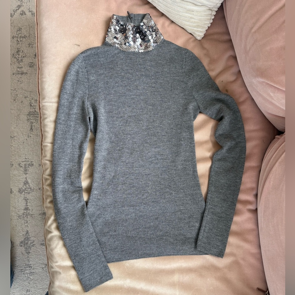Christian Dior Gray Sweater with Sequin Details